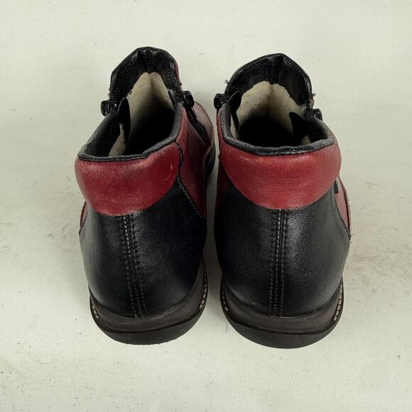 Rieker Ankle Boots Women 9 Burgundy Black Leather Slip-On Side Zip Comfort Shoes - Picture 7 of 10